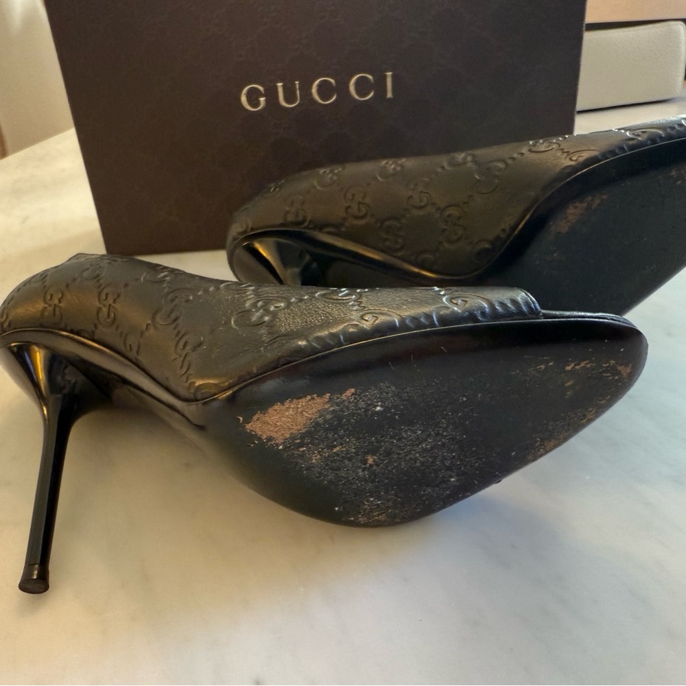 Gucci Black Women's Peep Toe Heels - Picture 7 of 9
